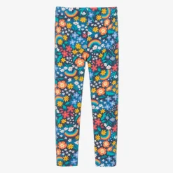 Frugi Girls Blue Organic Cotton Flower Leggings Hot