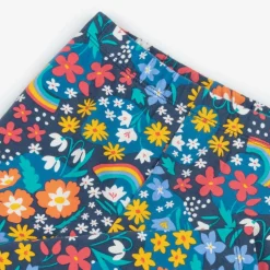 Frugi Girls Blue Organic Cotton Flower Leggings Hot