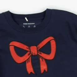Mini Rodini Girls Blue Organic Cotton Bow T-Shirt Outlet