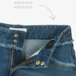 Chloé Girls Blue Organic Denim Fringe Shorts