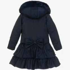 A Dee Girls Blue Padded Ruffle Hooded Coat Best