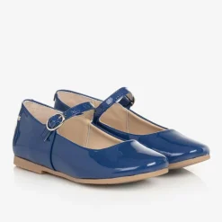 Manuela de Juan Girls Blue Patent Leather Ballerina Pumps Best