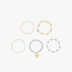 Angels Face Girls Pearl Bracelets (5 Pack) Blue Online