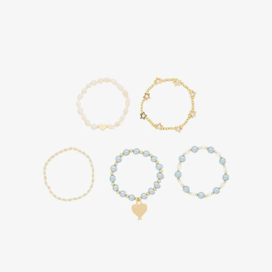 Angels Face Girls Pearl Bracelets (5 Pack) Blue Online