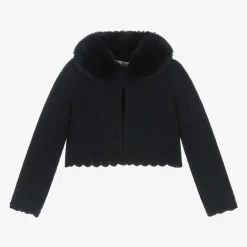 Abel amp; Lula Girls Blue Plush Collar Cardigan Best