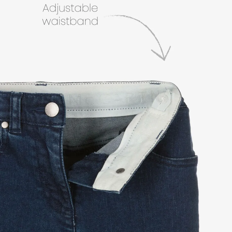 Stella McCartney Kids Girls Blue Pom-Pom Denim Jeans Discount