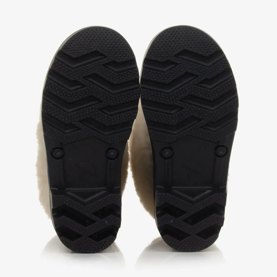 Chloé Girls Blue Rubber & Faux Fur Rain Boots Outlet