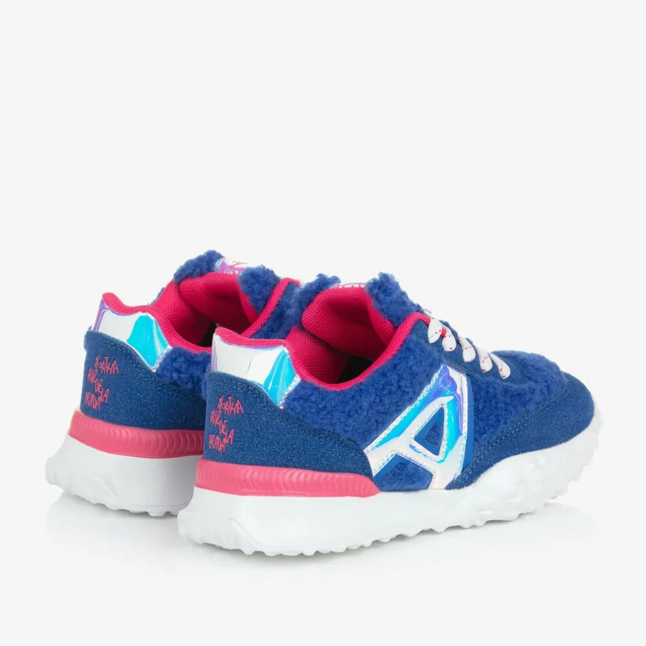 Agatha Ruiz de la Prada Girls Blue Sherpa & Faux Suede Trainers Online
