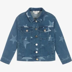 Stella McCartney Kids Girls Blue Star Print Denim Jacket Hot