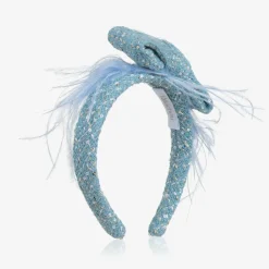 Patachou Girls Blue Tweed & Sequin Bow Hairband Best