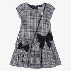 Beau KiD Girls Blue Tweed Dress & Handbag Set Sale