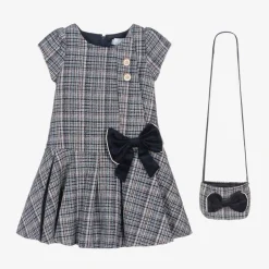 Beau KiD Girls Blue Tweed Dress & Handbag Set Sale