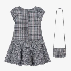 Beau KiD Girls Blue Tweed Dress & Handbag Set Sale
