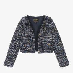 Guess Girls Blue Tweed Jacket Discount