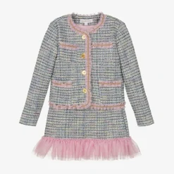 Angels Face Girls Tweed Skirt Set Blue