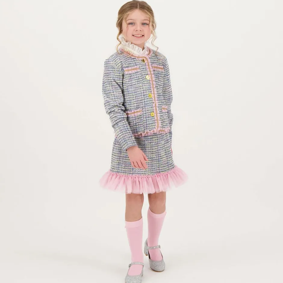 Angels Face Girls Tweed Skirt Set Blue