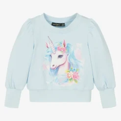 Rock Your Baby Girls Blue Unicorn Cotton Sweatshirt New
