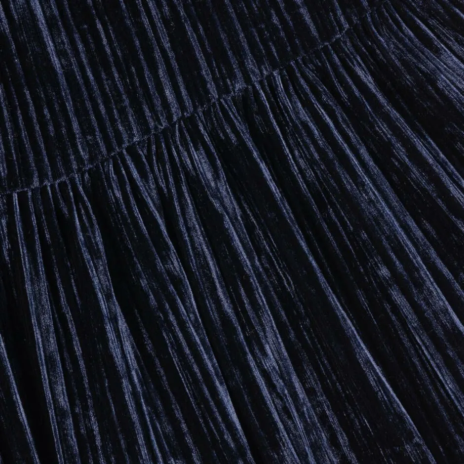 Childrensalon Occasions Girls Blue Velour & Lace Dress Outlet