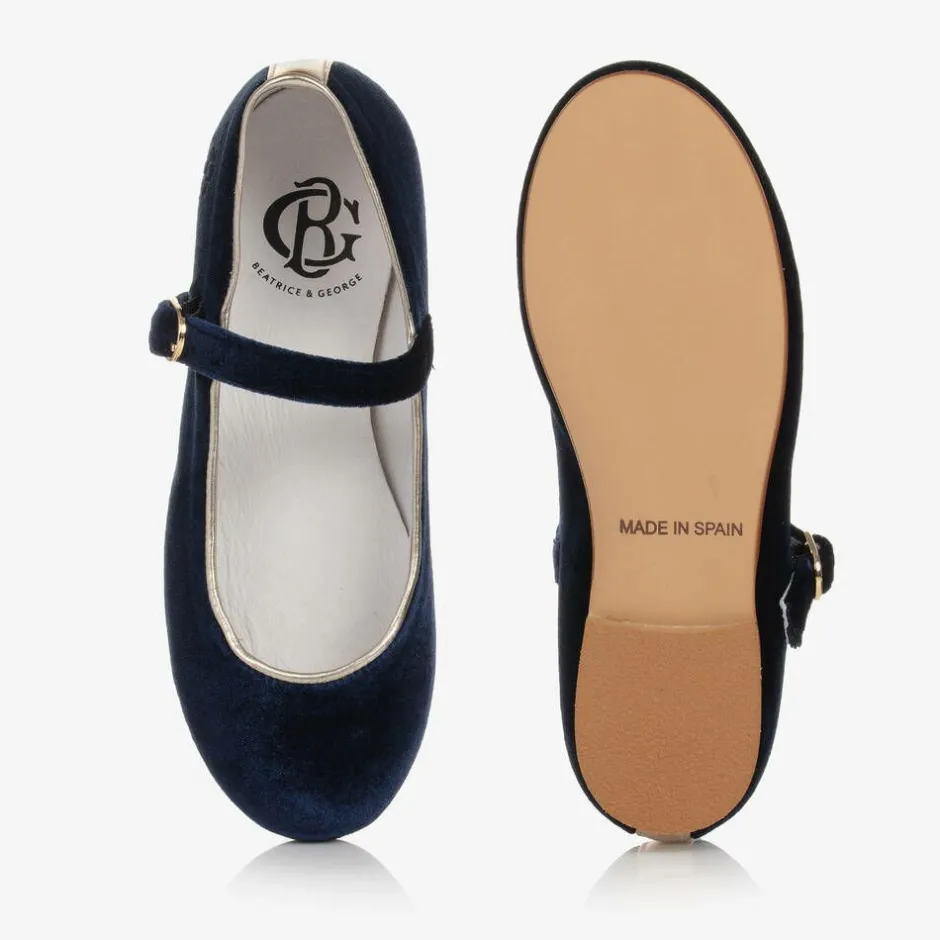 Beatrice amp; George Girls Blue Velvet Mary Jane Pumps Best