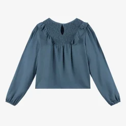 Mayoral Girls Blue Viscose Frill Blouse Online