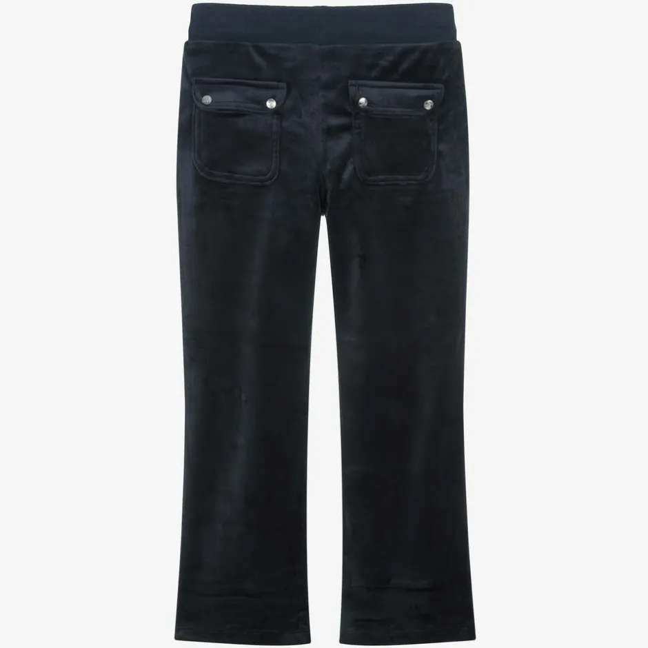 Juicy Couture Girls Blue Wide Leg Velour Joggers Clearance