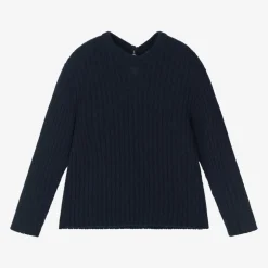 Laranjinha Girls Blue Wool & Cashmere Knit Sweater