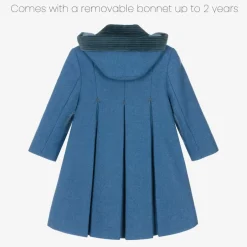 Ancar Girls Blue Wool & Velvet Coat Outlet