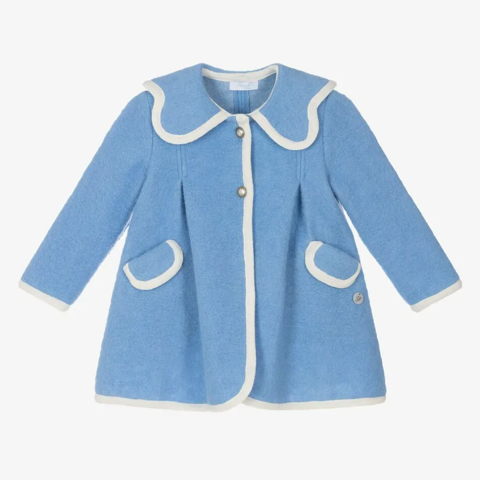 Foque Girls Blue Wool Coat Online