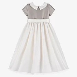 Beatrice amp; George Girls Bronze Satin & Ivory Tulle Dress Best