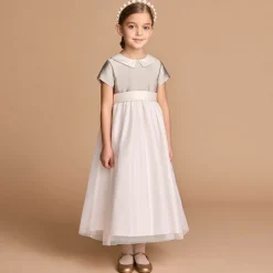 Beatrice amp; George Girls Bronze Satin & Ivory Tulle Dress Best