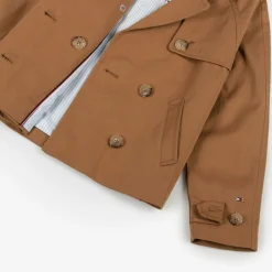 Tommy Hilfiger Girls Brown Cotton Double Breasted Jacket Online