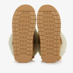 Monnalisa Girls Brown Faux Suede & Fur Trim Boots Discount