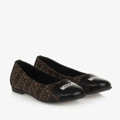 Moschino Girls Brown Jacquard Ballerina Shoes Best