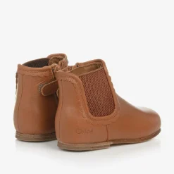 Chloé Girls Brown Leather Chelsea Boots Outlet
