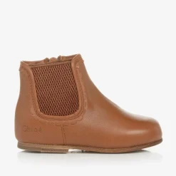 Chloé Girls Brown Leather Chelsea Boots Outlet