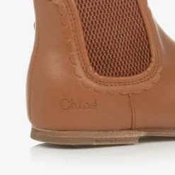 Chloé Girls Brown Leather Chelsea Boots Outlet