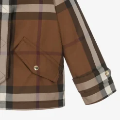 Burberry Girls Brown Oversized Check Jacket New