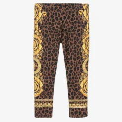 Versace Girls Brown Wild Barocco Leggings