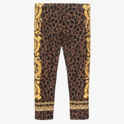 Versace Girls Brown Wild Barocco Leggings