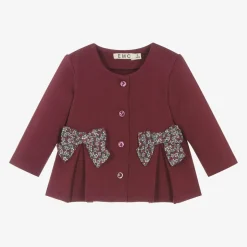 Everything Must Change Girls Burgundy Red Cotton Cardigan