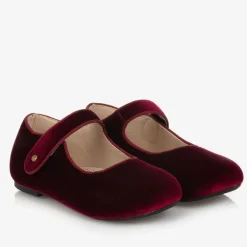 Old Soles Girls Burgundy Red Velvet Shoes Discount