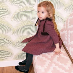Ancar Girls Burgundy Red Wool & Velvet Coat Outlet