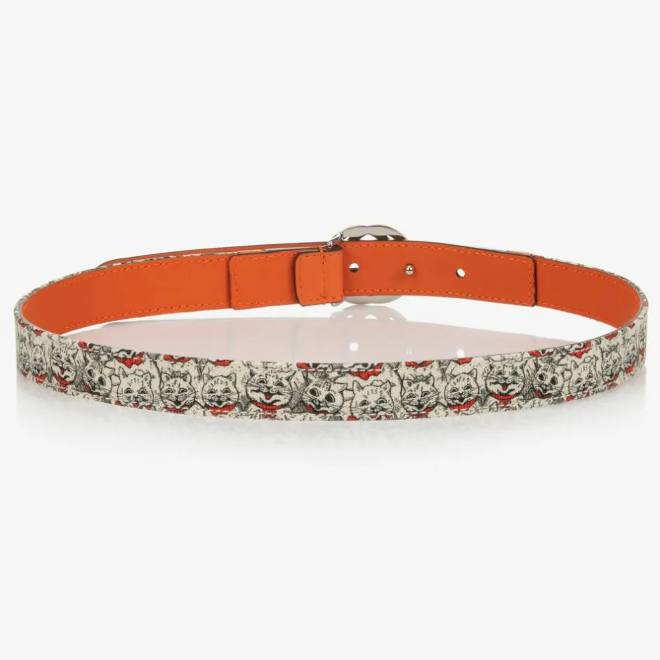 Gucci Girls Cat Print G Logo Belt Hot