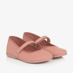 Pisamonas Girls Coral Pink Canvas Bar Shoes