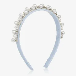 David Charles Girls Diamanté & Pearl Blue Hairband Outlet