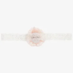 Cute Cute Girls Dusky Pink Glitter Ivory Lace Headband Outlet