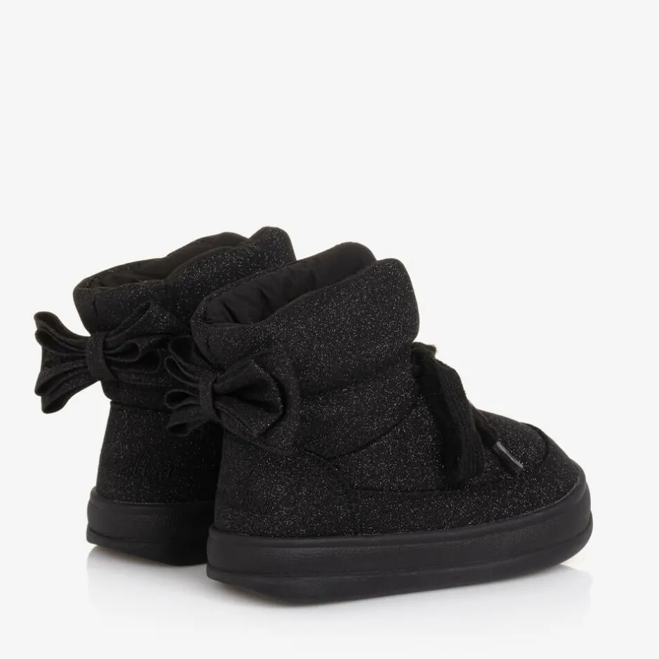 Monnalisa Girls Glittery Black Quilted Boots Sale