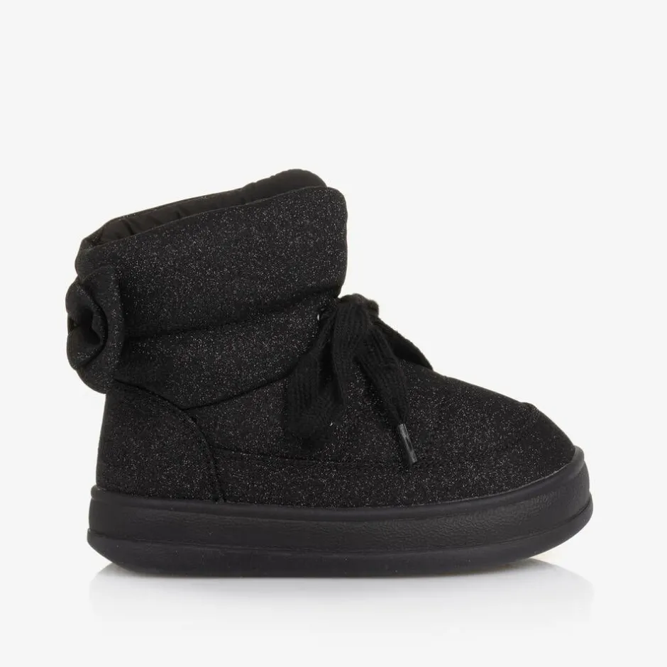 Monnalisa Girls Glittery Black Quilted Boots Sale