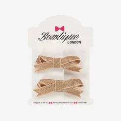 Bowtique London Girls Glittery Gold Hair Clips (2 Pack) New