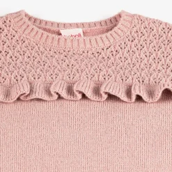 Boboli Girls Glittery Pink Cotton Knit Sweater Discount